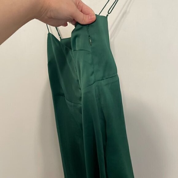 NEW NWT URBAN OUTFITTERS Padova Satin Slip Dress Emerald Green Button Front Mini - Picture 9 of 16